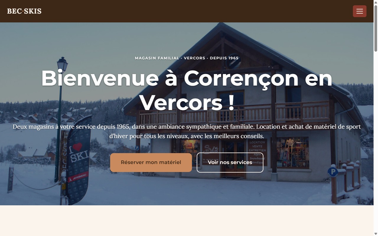 Site de Bec Skis, location et vente de skis dans le Vercors
