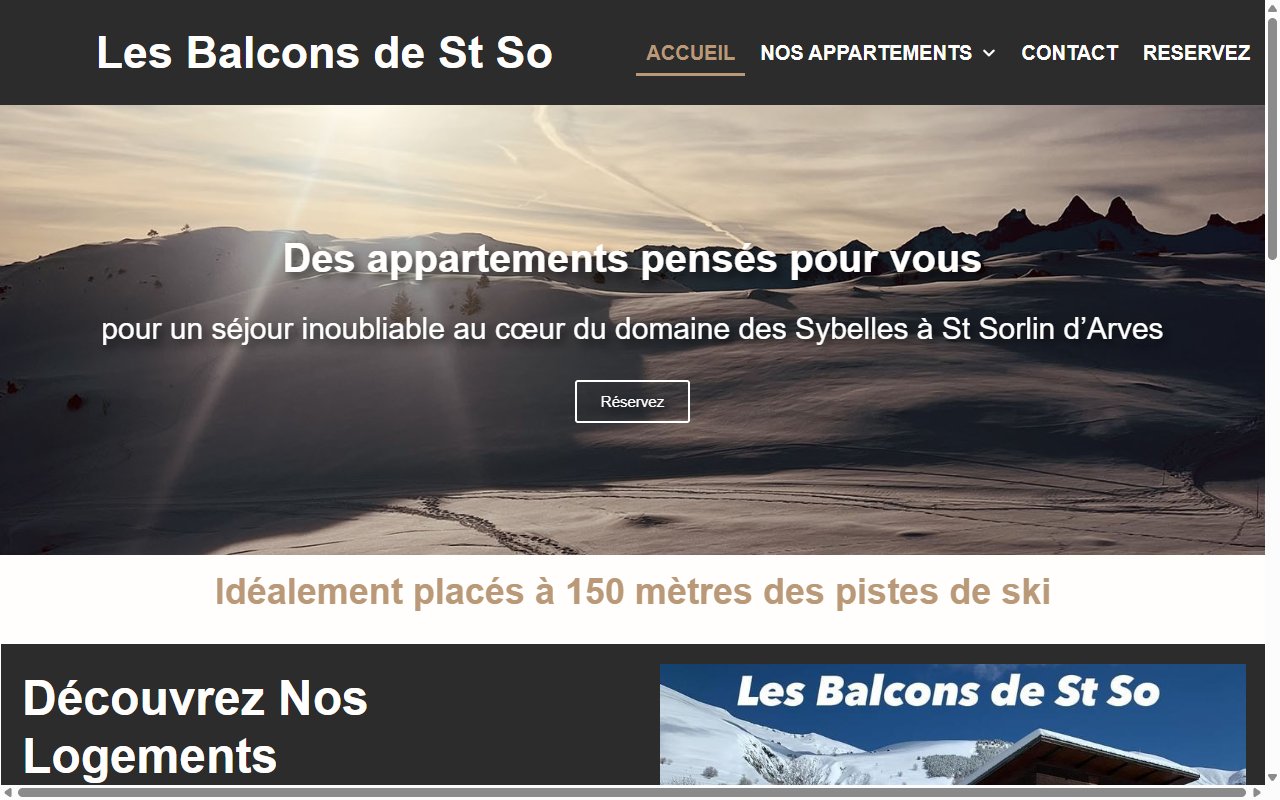 Page d'accueil du site Les Balcons de St So, locations de vacances à St Sorlin d'Arves